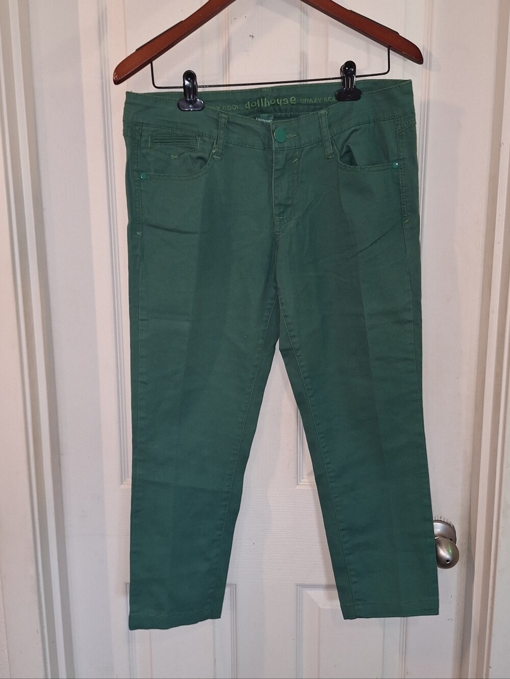 Dollhouse Green Denim Capri Jeans